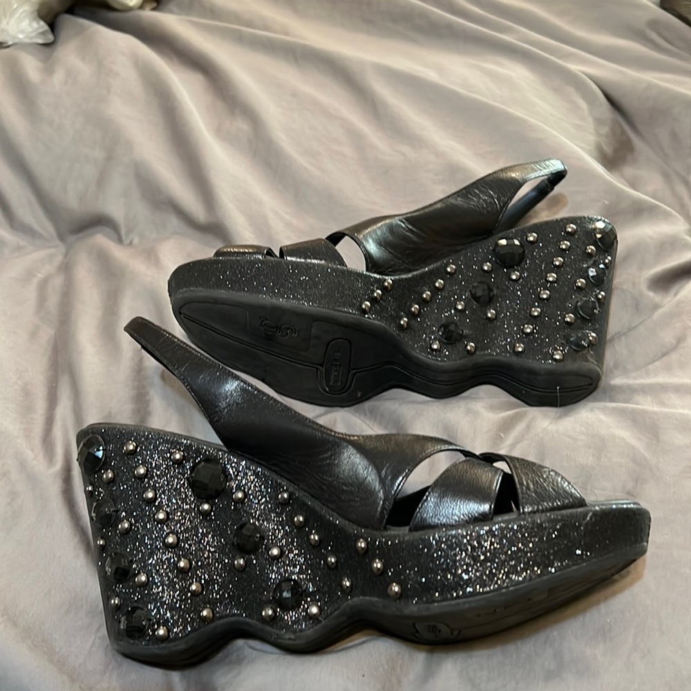Cole Haan G series Black jeweled wedge size 7